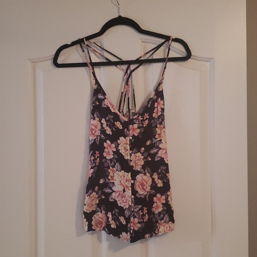 Black Floral Tank Top